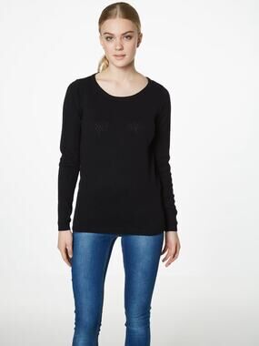 NEW Vero Moda Sweater Women's Black Long Sleeve Cotton Scoop Neck Size XS